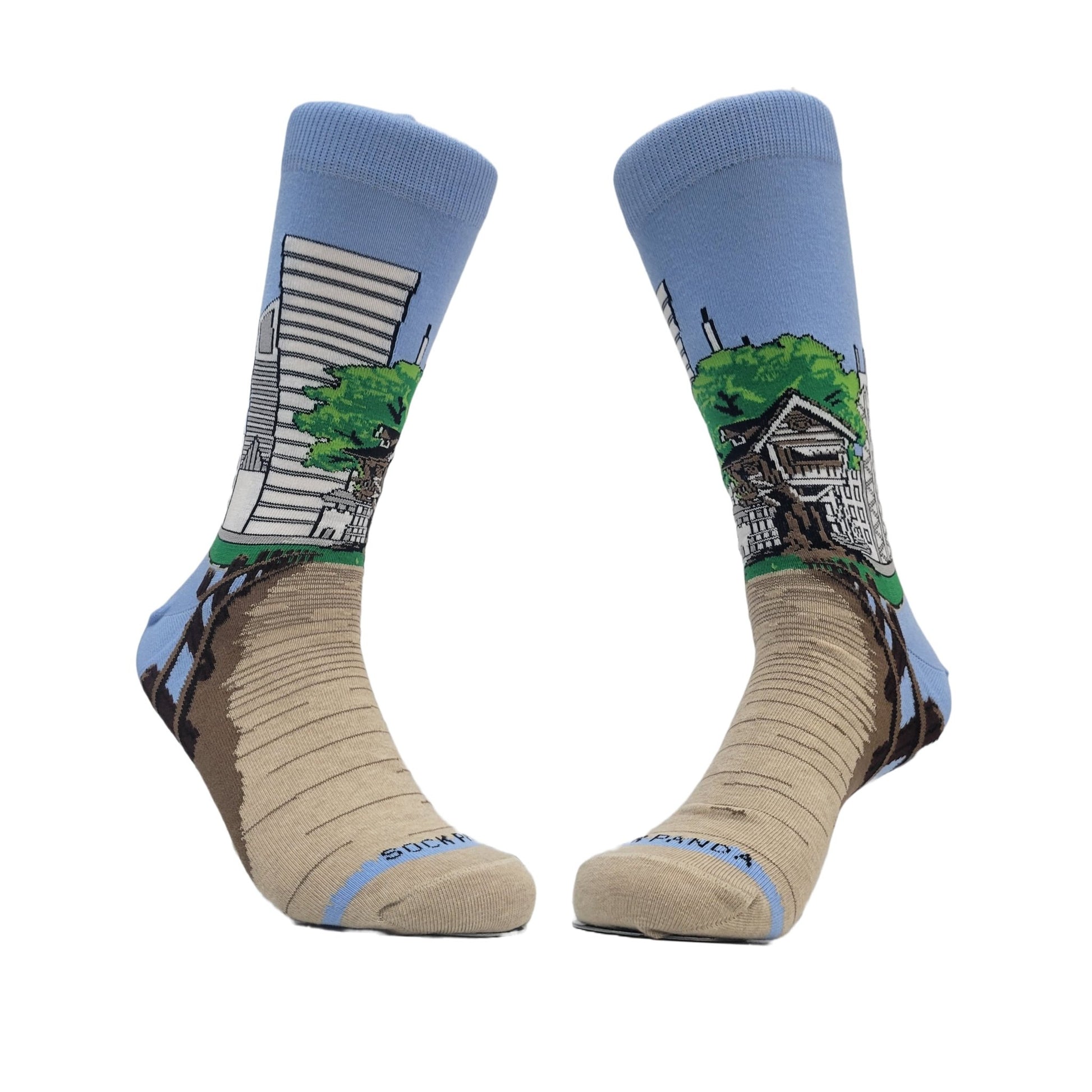 Treehouse in the City Socks from the Sock Panda (Adult Large - Men's Shoe Sizes 8 - 12)