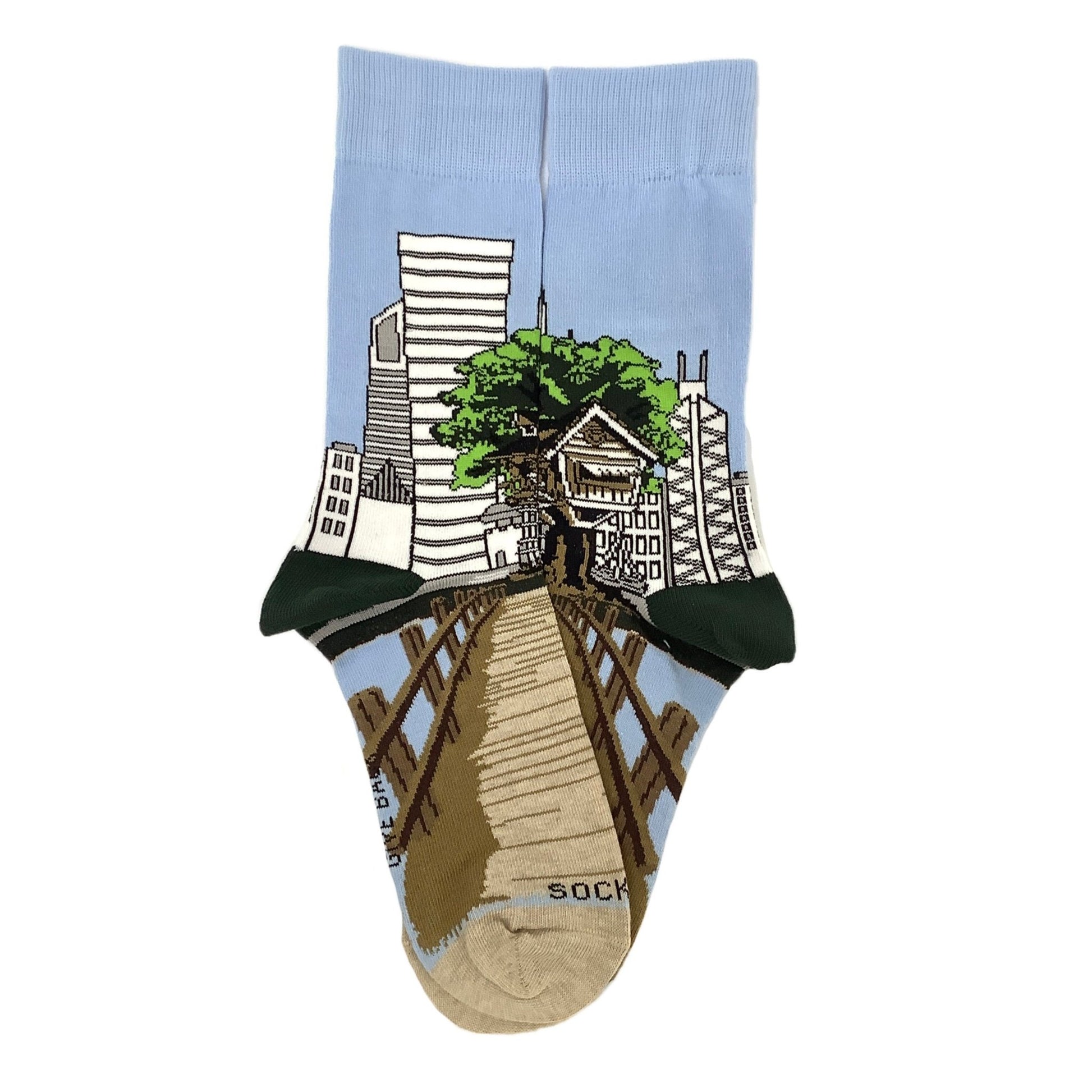 Treehouse in the City Socks from the Sock Panda (Adult Small - Shoe Sizes 2 - 5)