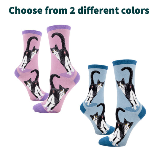 Tuxedo Cat Butt Women's Crew (Adult Medium - Women's Shoe Sizes 5 - 10)