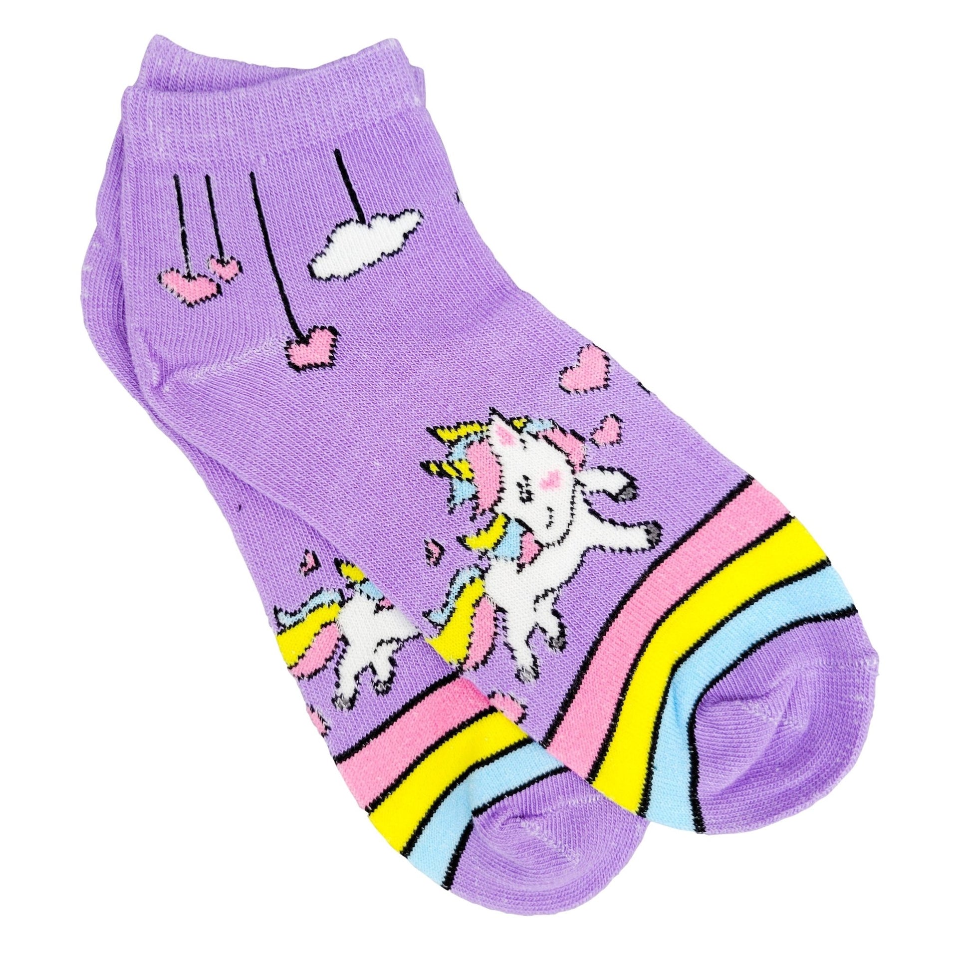 Unicorn Ankle Rainbow Socks (Adult Medium - Women's Shoe Sizes 5 - 10)