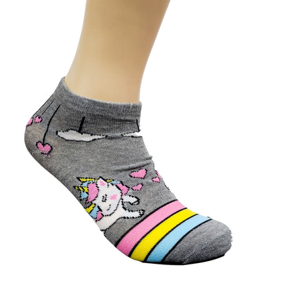 Unicorn Ankle Rainbow Socks (Adult Medium - Women's Shoe Sizes 5 - 10)