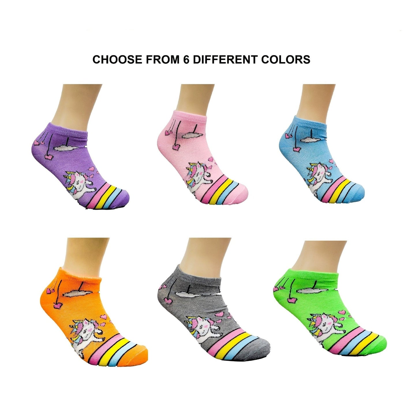 Unicorn Ankle Rainbow Socks (Adult Medium - Women's Shoe Sizes 5 - 10)