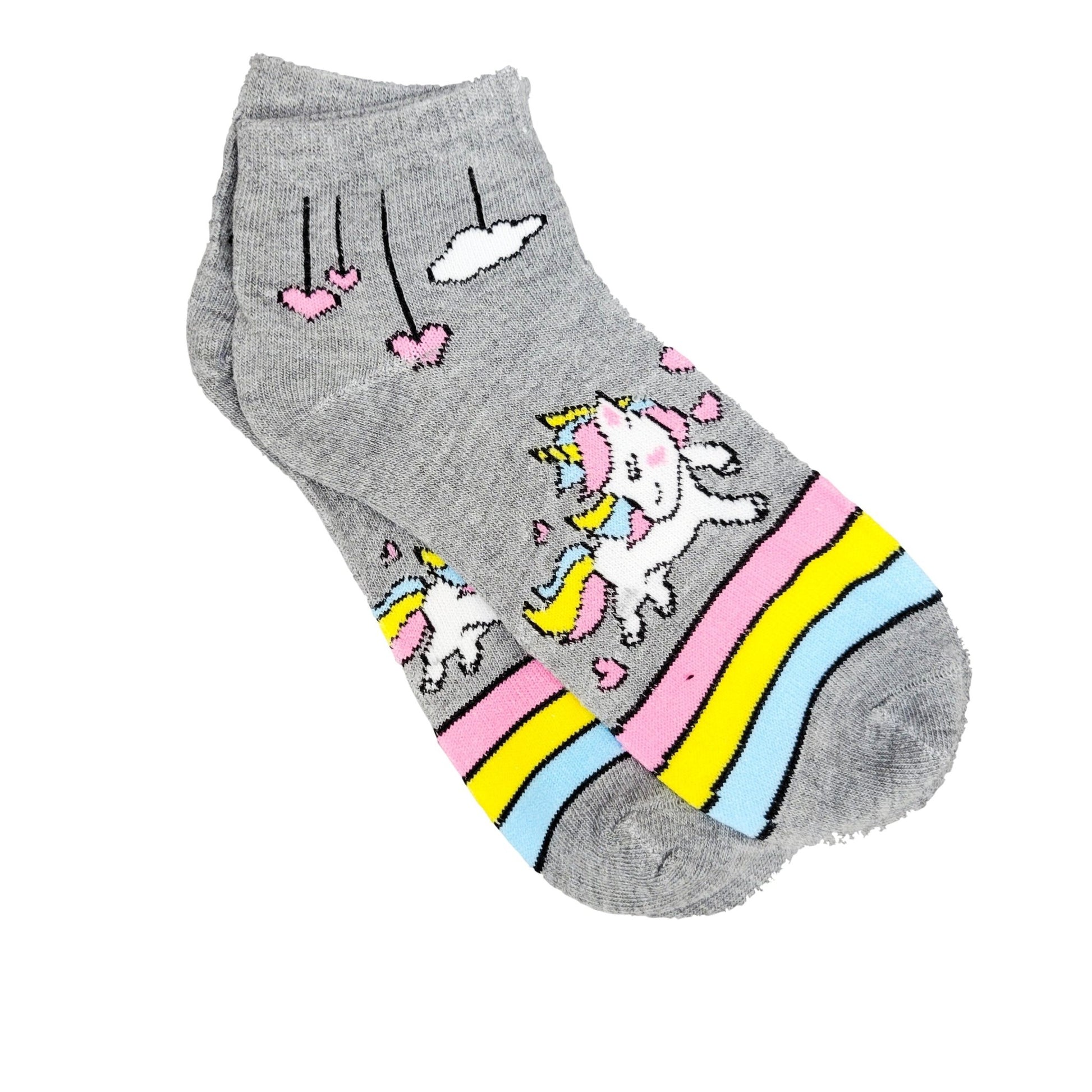 Unicorn Ankle Rainbow Socks (Adult Medium - Women's Shoe Sizes 5 - 10)