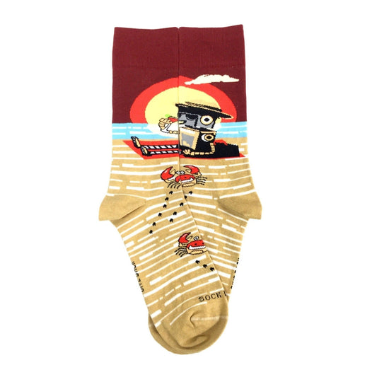 Vacationing Robot on the Beach Socks from the Sock Panda (Adult Large)
