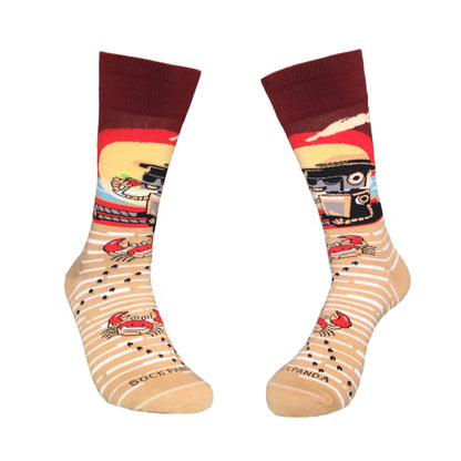 Vacationing Robot on the Beach Socks from the Sock Panda (Adult Large)