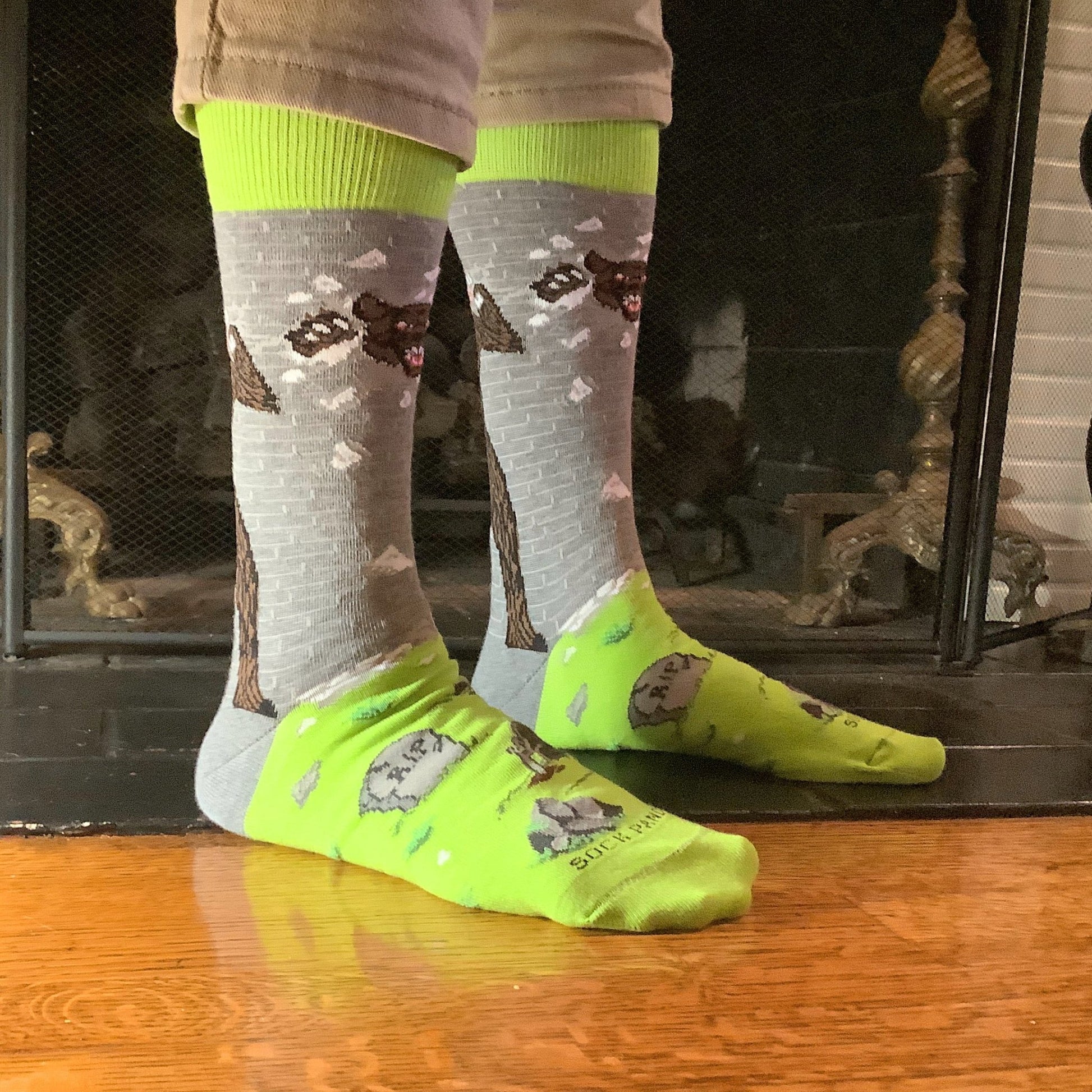 Werewolf Breaking Through a Wall Socks from the Sock Panda (Adult Large - Men's Shoe Sizes 8 - 12)
