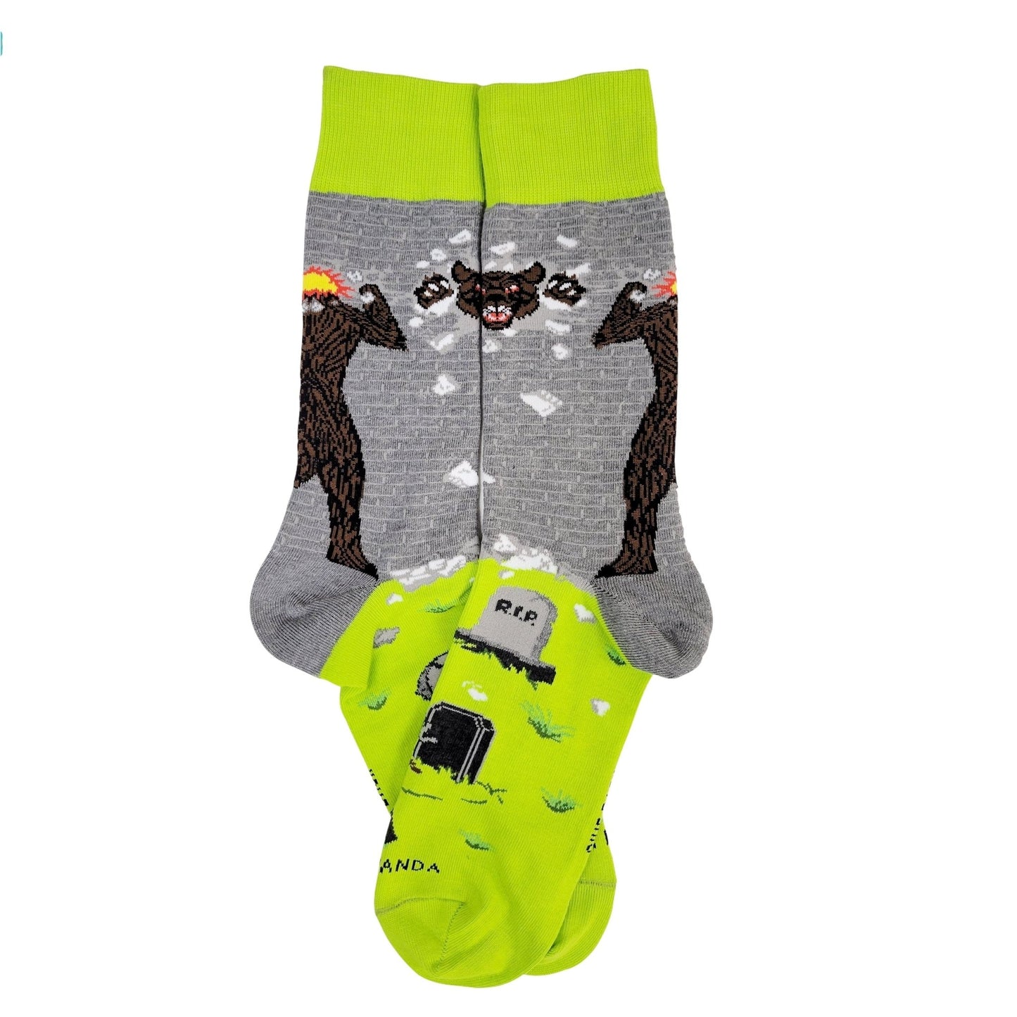 Werewolf Breaking Through a Wall Socks from the Sock Panda (Adult Large - Men's Shoe Sizes 8 - 12)