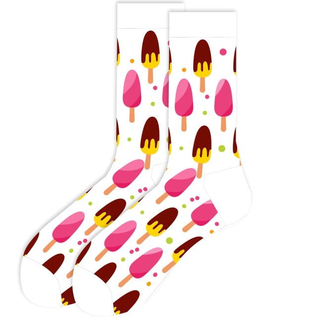 White Popsicle Patterned Socks (Adult Medium - Women's Shoe Sizes 5 - 10)