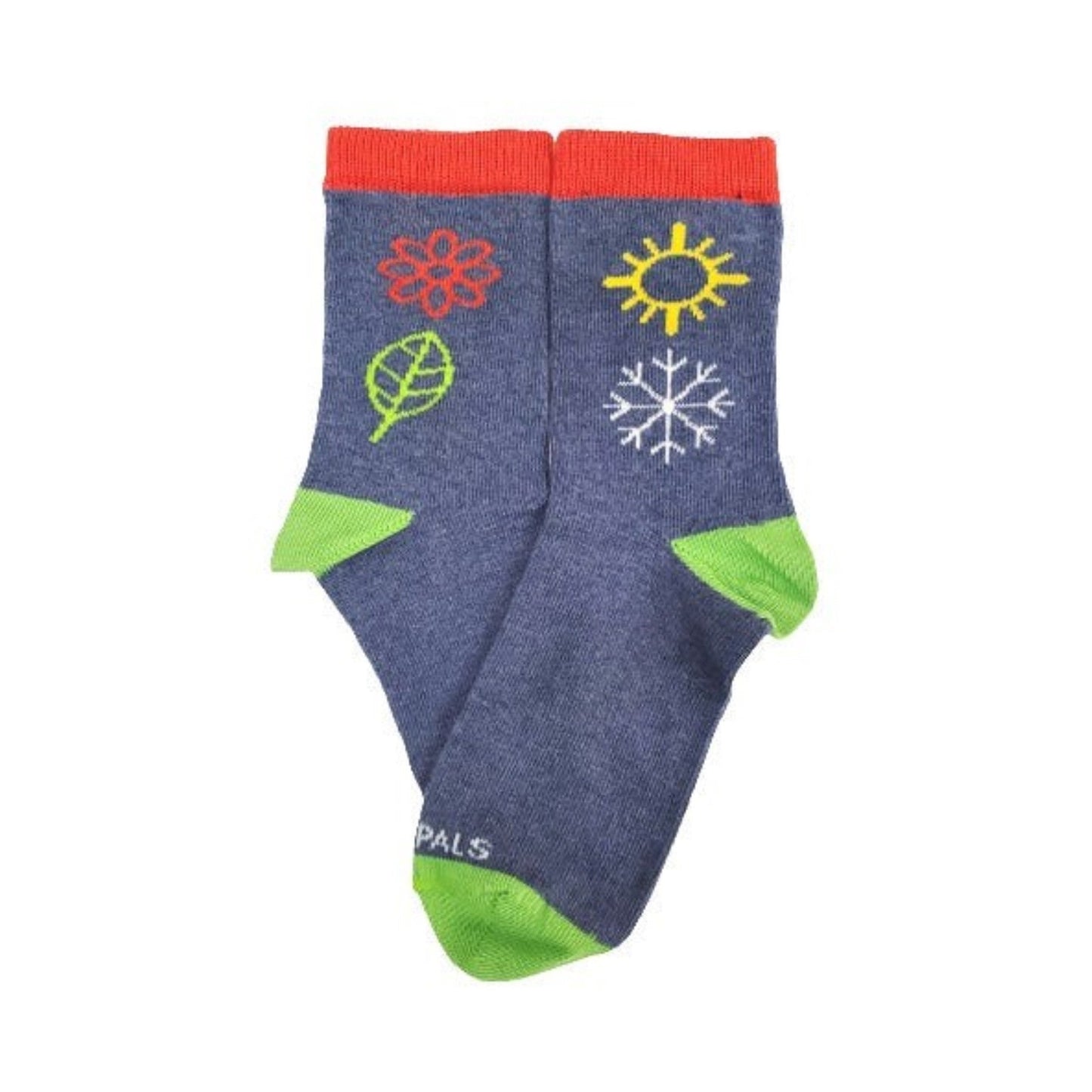 Winter Blossom Kids Socks (Ages 3 - 7) - Denim or Light Blue