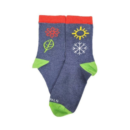 Winter Blossom Kids Socks (Ages 3 - 7) - Denim or Light Blue