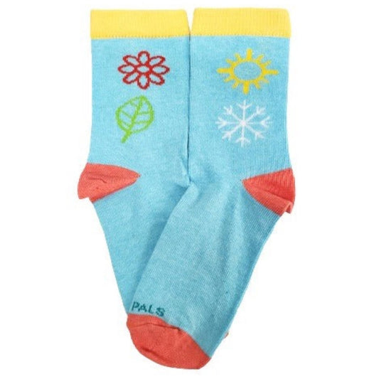 Winter Blossom Kids Socks (Ages 3 - 7) - Denim or Light Blue