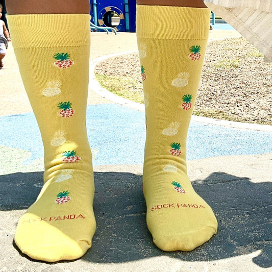 Yellow Pineapple Patterned Socks from the Sock Panda (Adult Medium - Women's Shoe Sizes 5 - 10)
