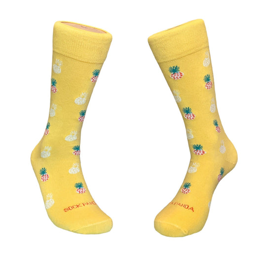 Yellow Pineapple Patterned Socks from the Sock Panda (Adult Medium - Women's Shoe Sizes 5 - 10)